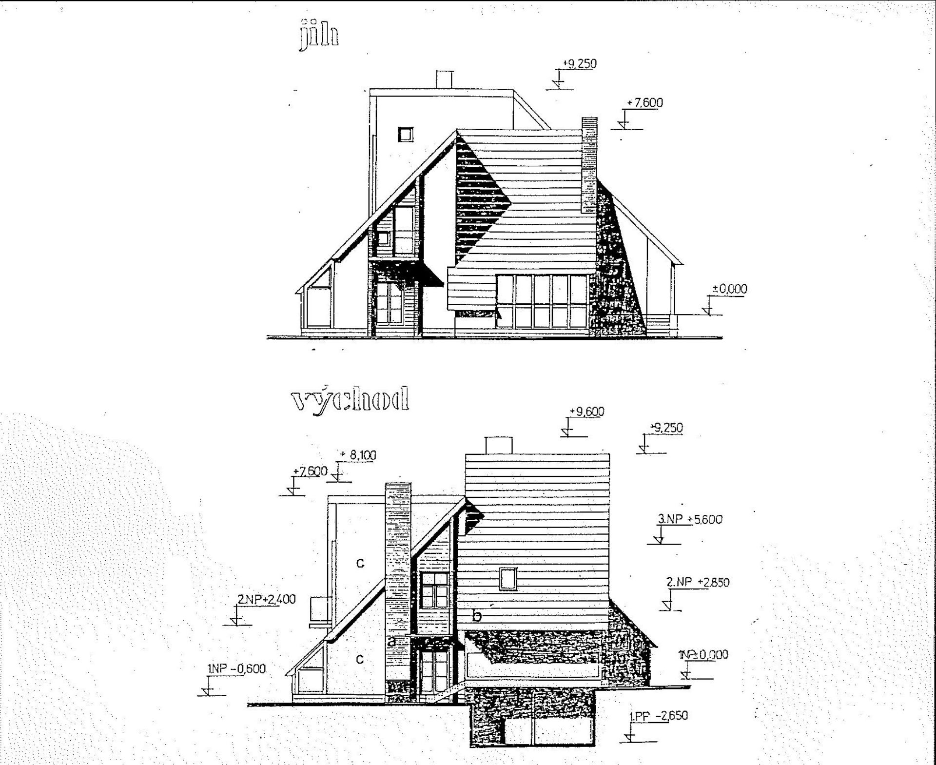 Rodinný dům, Rudolfov, pohledy od jihu a východu