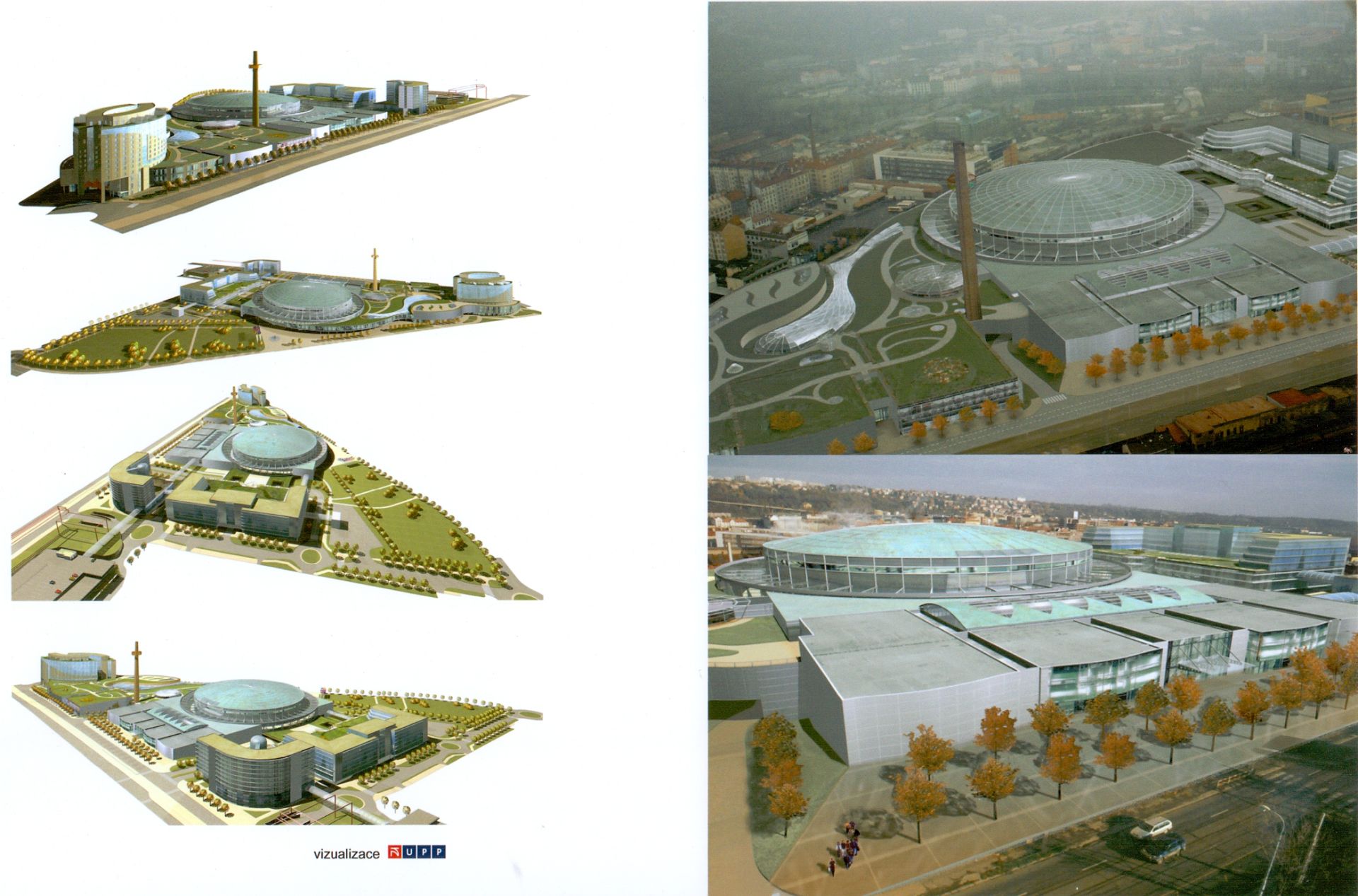 Vizualizace projektu Zelený ostrov, soubor vizualizací z různých pohledů, archiv Dany Matějovské Soubor vizualizací projektu Zelený ostrov