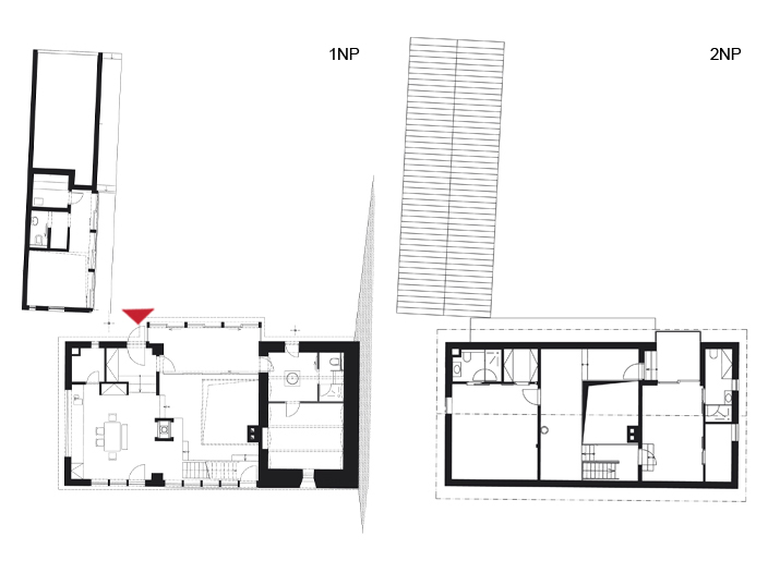 House in the Bohemian Paradise I, floor plans of the 1st and 2nd floor, archive of Gabriela Kapralová Dům v Českém Ráji I_půdorysy