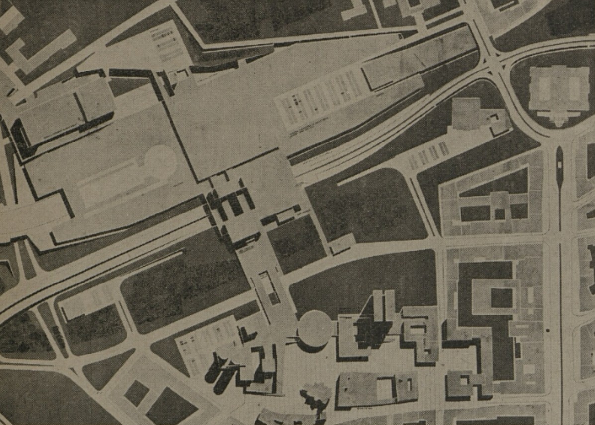 Competitive proposal for the central Prague railway station, situational plan Návrh ze soutěže na ústřední nádraží v Praze_situace