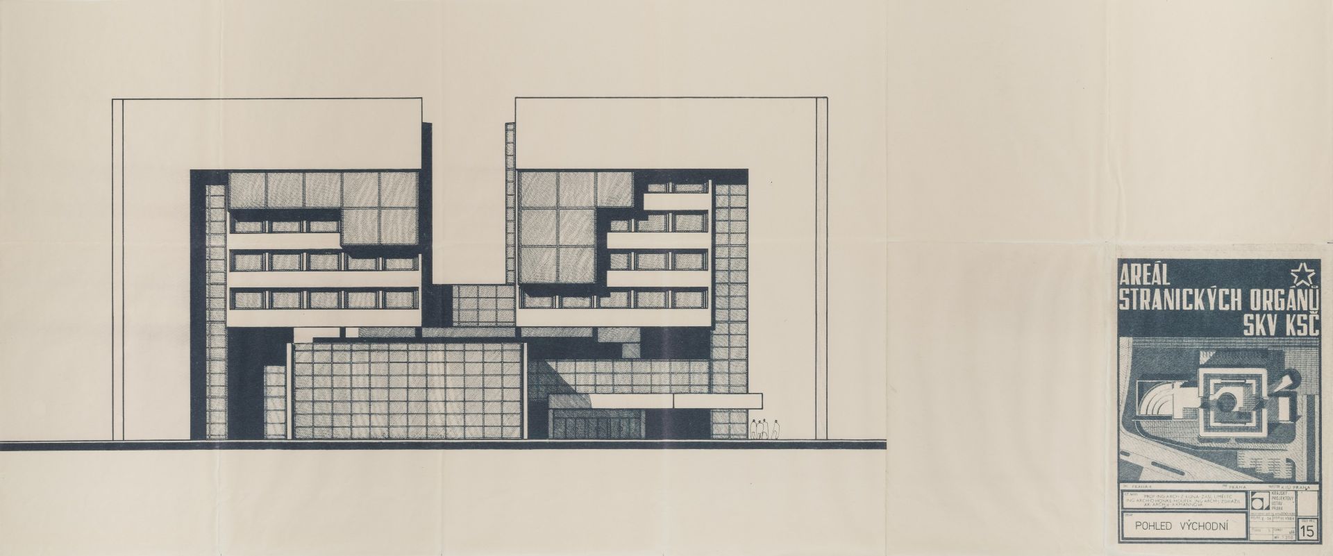 Studie areálu stranických orgánů Středočeského krajského výboru KSČ_východní pohled