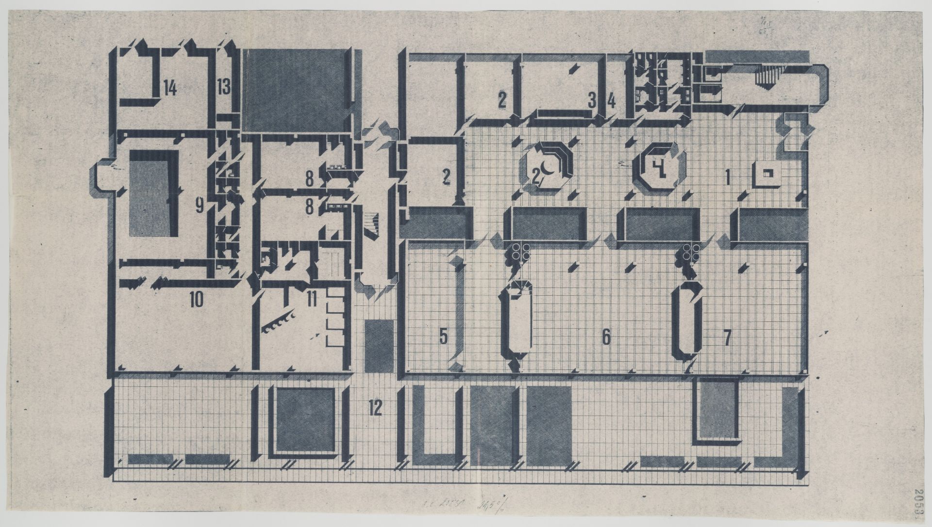 Budova obchodního oddělení velvyslanectví ČSSR v Bělehradě (Srbsko)_půdorys přízemí