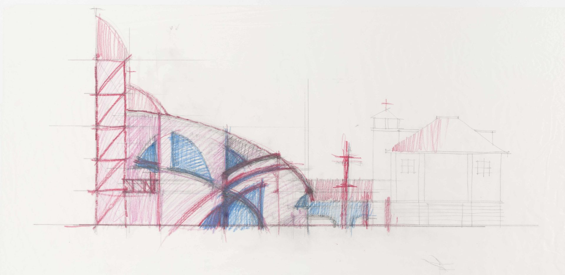 Soutěžní návrh kostela, Praha-Strašnice, 1