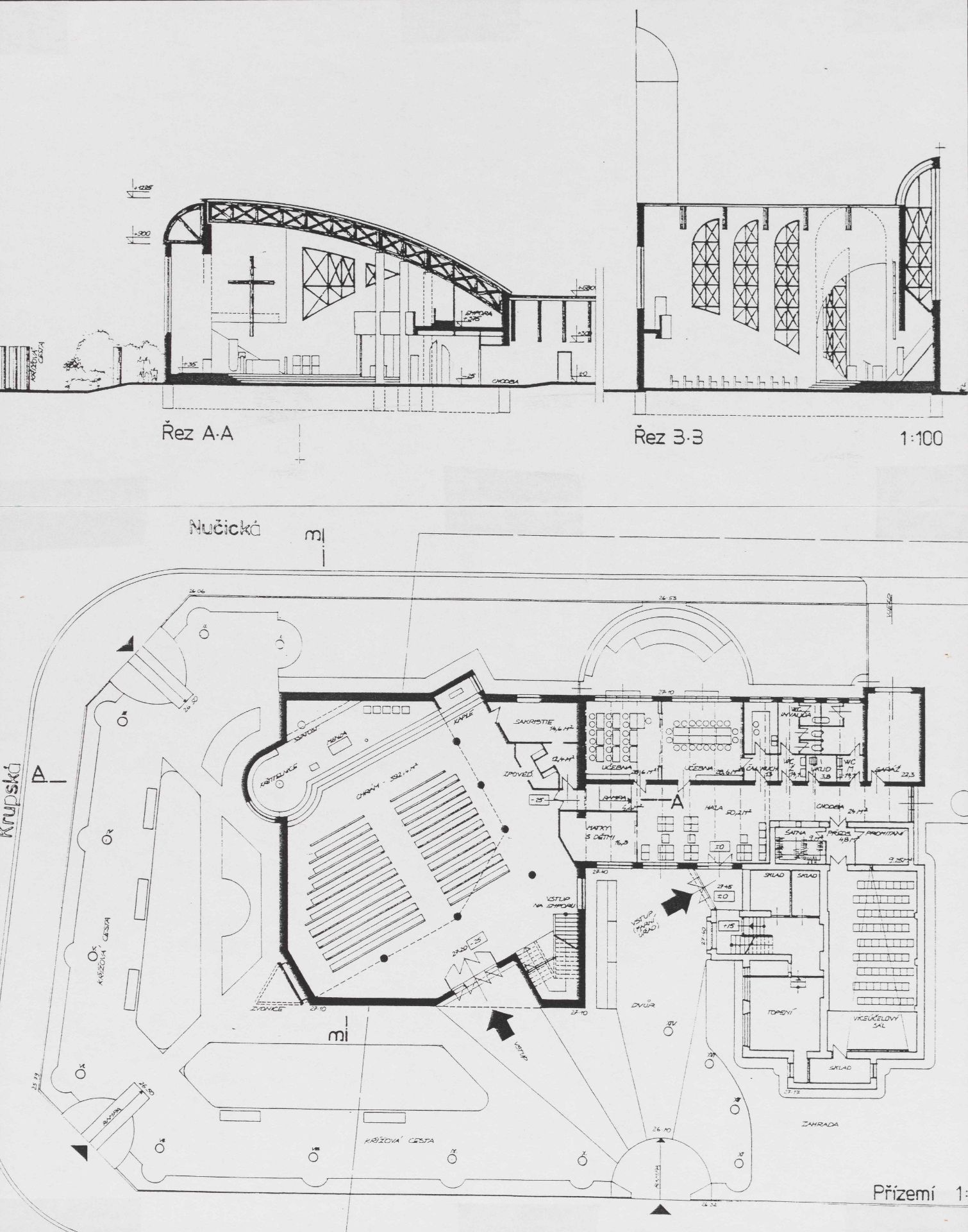 Soutěžní návrh kostela, Praha-Strašnice, 8