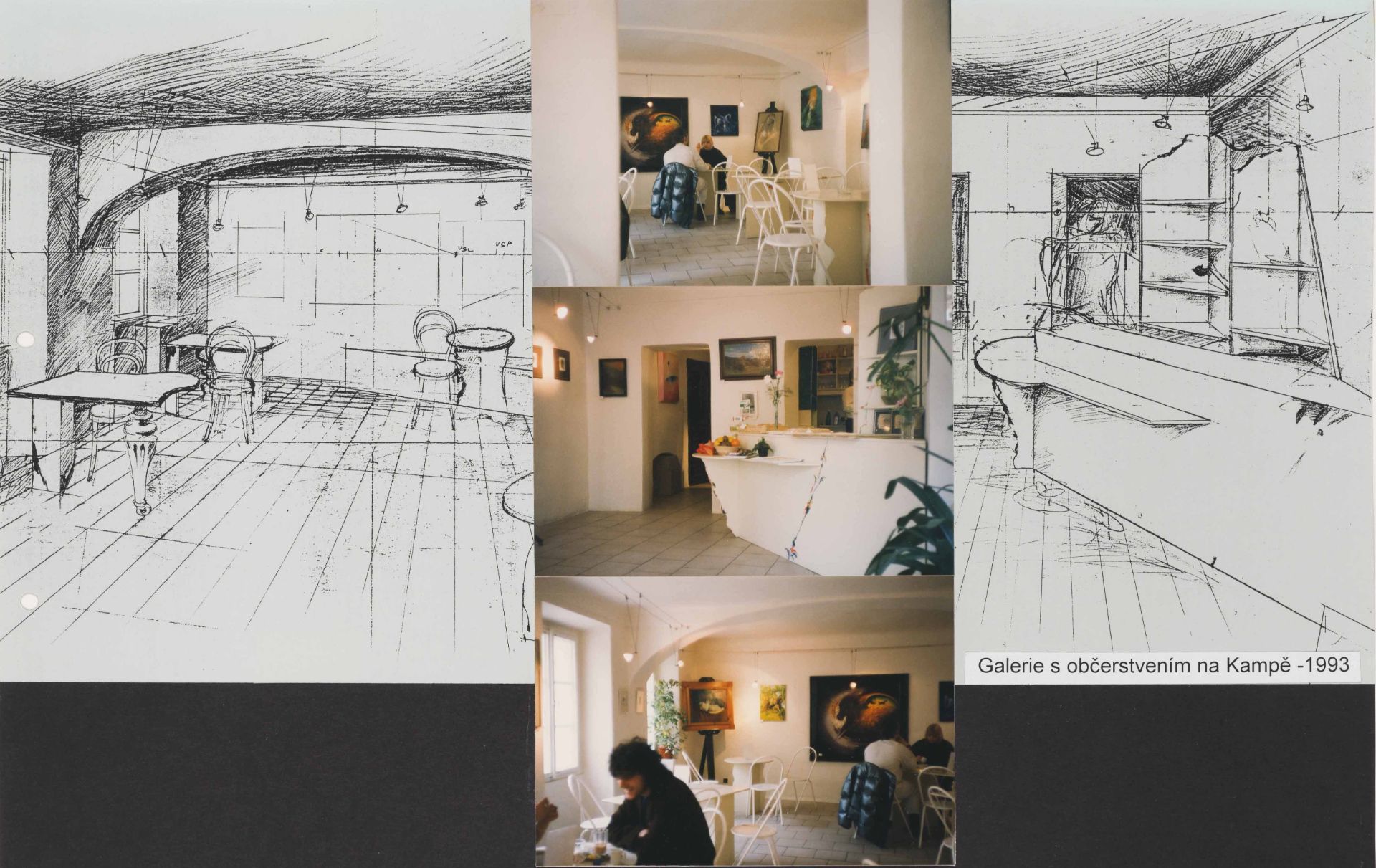 Interiér občerstvení v galerii na Kampě, Praha, 1