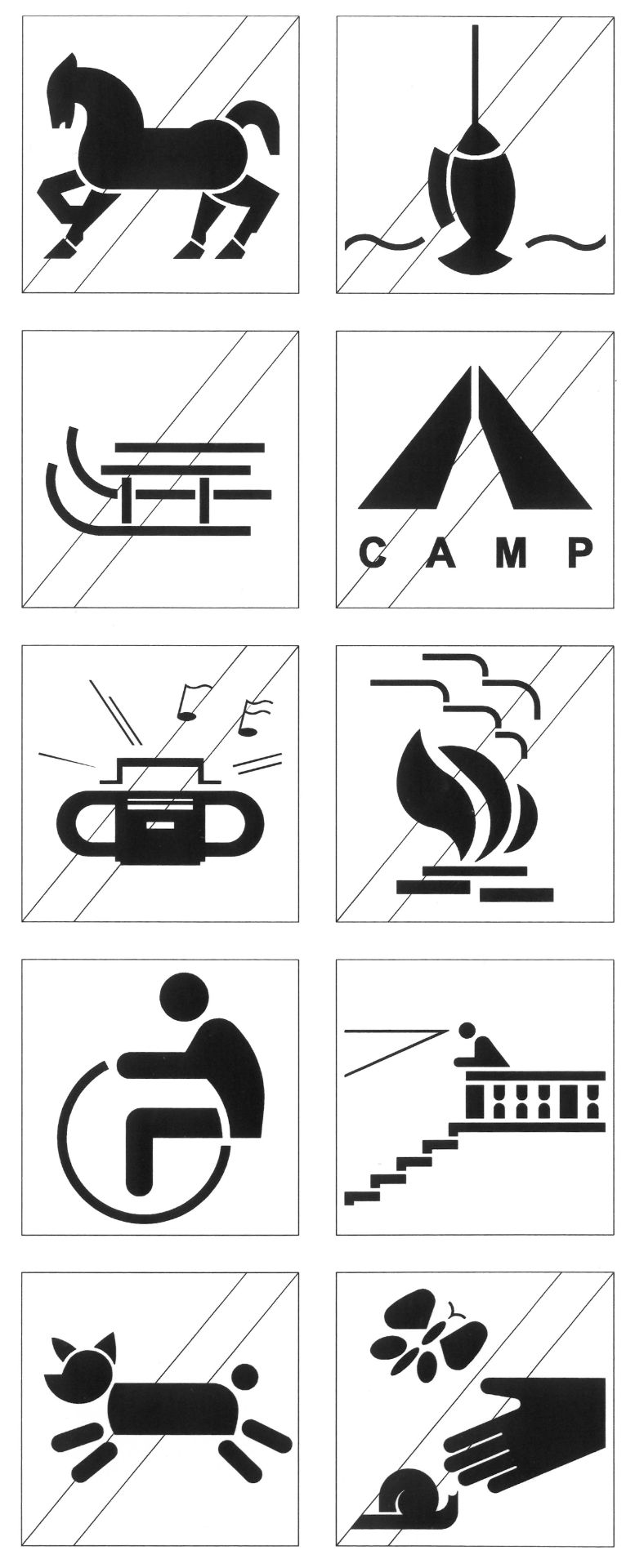 Informační systém Průhonického parku, piktogramy, archiv Evy Fantové Fantová_Průhonice_2