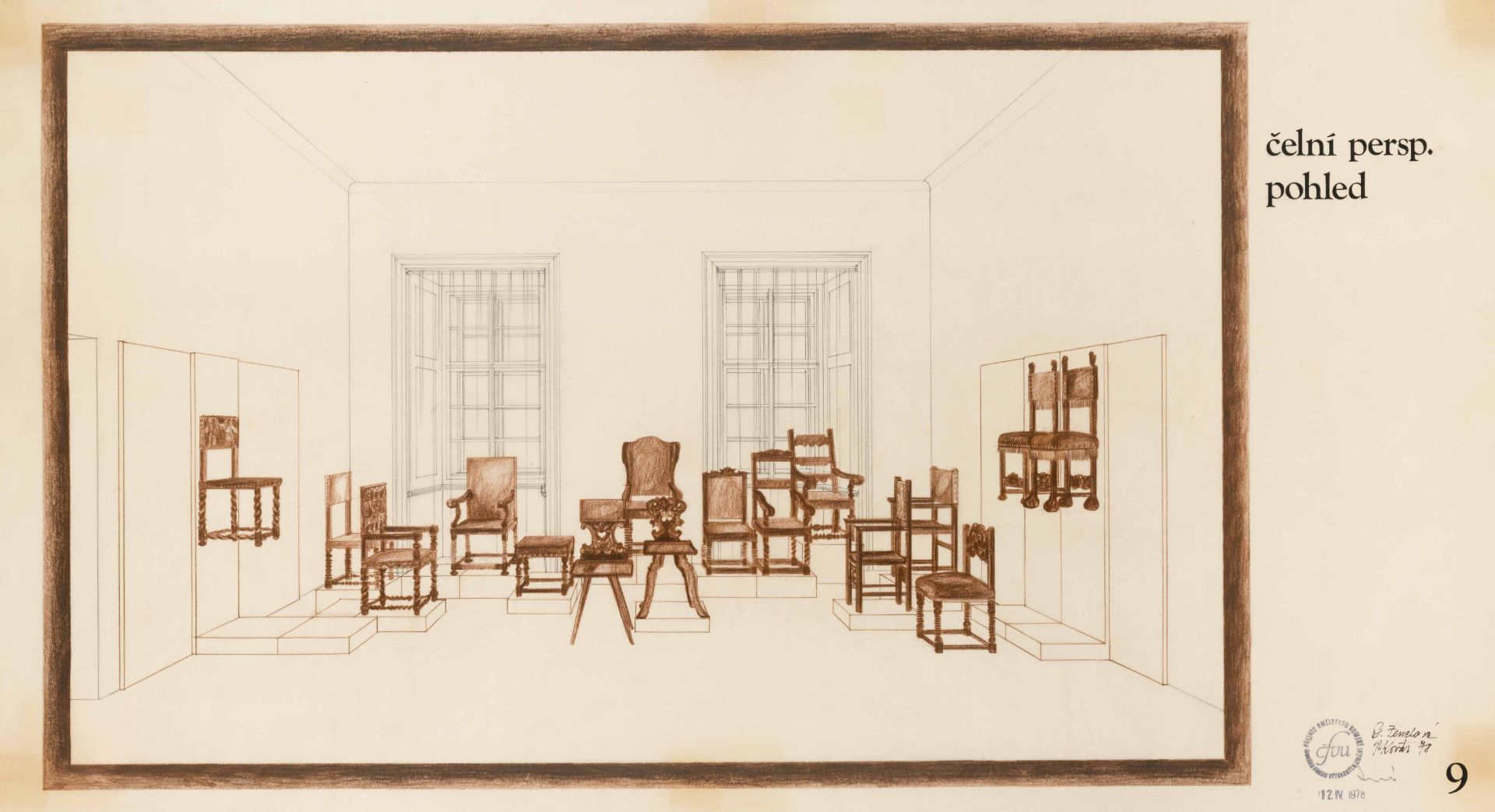 Permanent exhibition of the development of furniture from the UPM collections at Duchcov Castle, exposition of Gothic and Renaissance, frontal perspective view, archive of Daniela Fenclova Fenclová_Duchcov_4