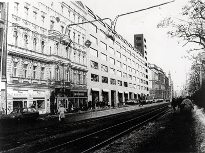Study of the Tuzex department store on Charles Square in Prague