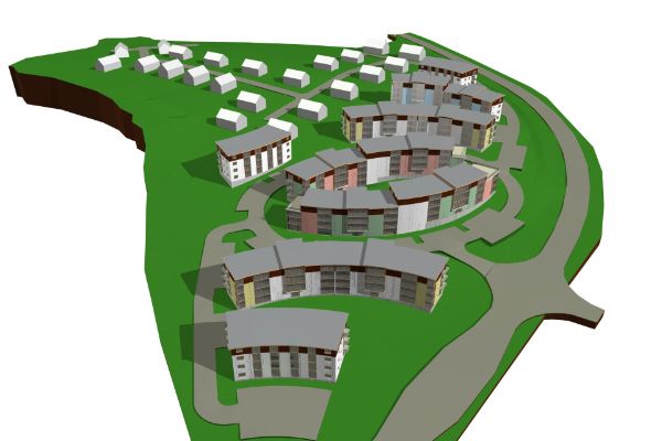 Soubor obytných domů s malometrážními byty v Liberci, Zelené Údolí, situace